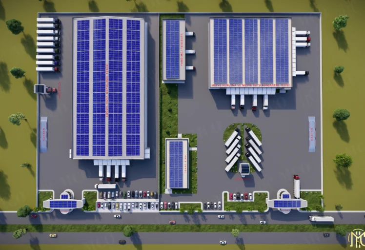 İzmir endüstriyel yapı tasarımı kapsamında hazırlanan üretim tesisi vaziyet planı