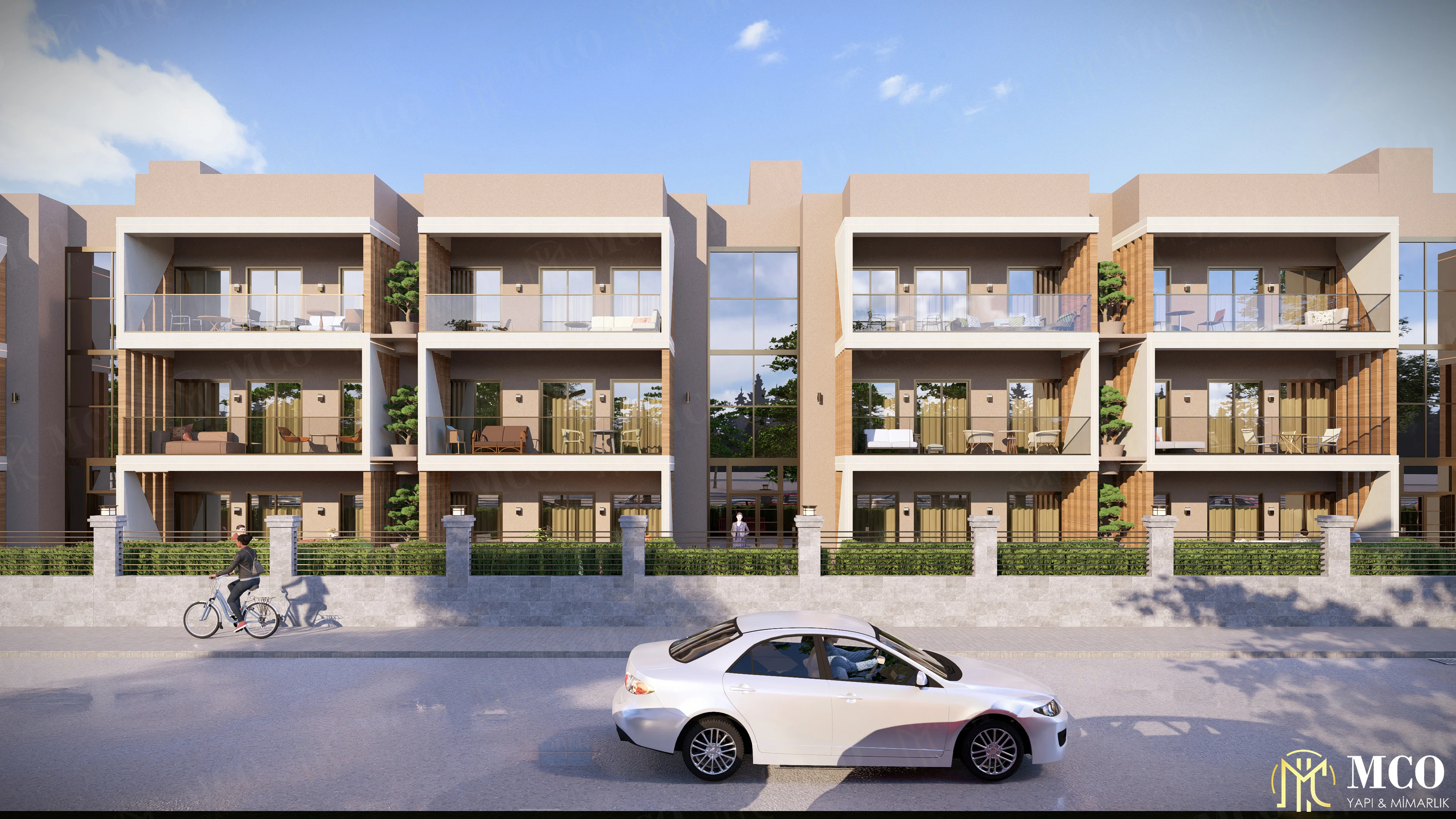 Yenifoça lüks villa projesi dış cephe 3d mimari render tasarımı