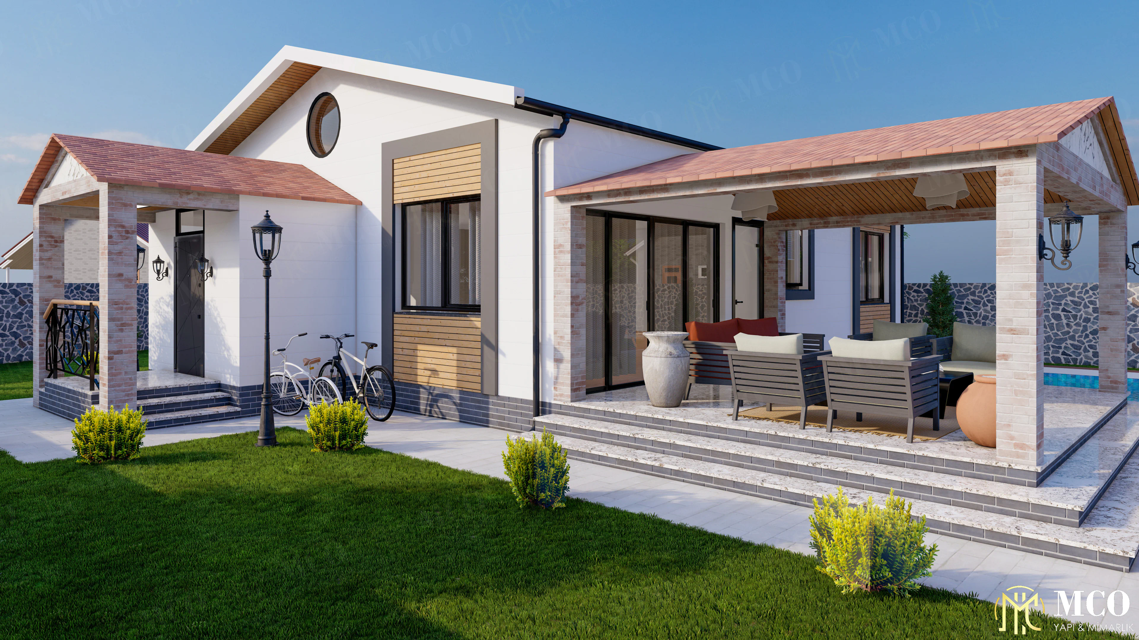 Güzelbahçe Yelki Müstakil Villa Projesi 3D Görselleştirme ve Veranda Tasarımı