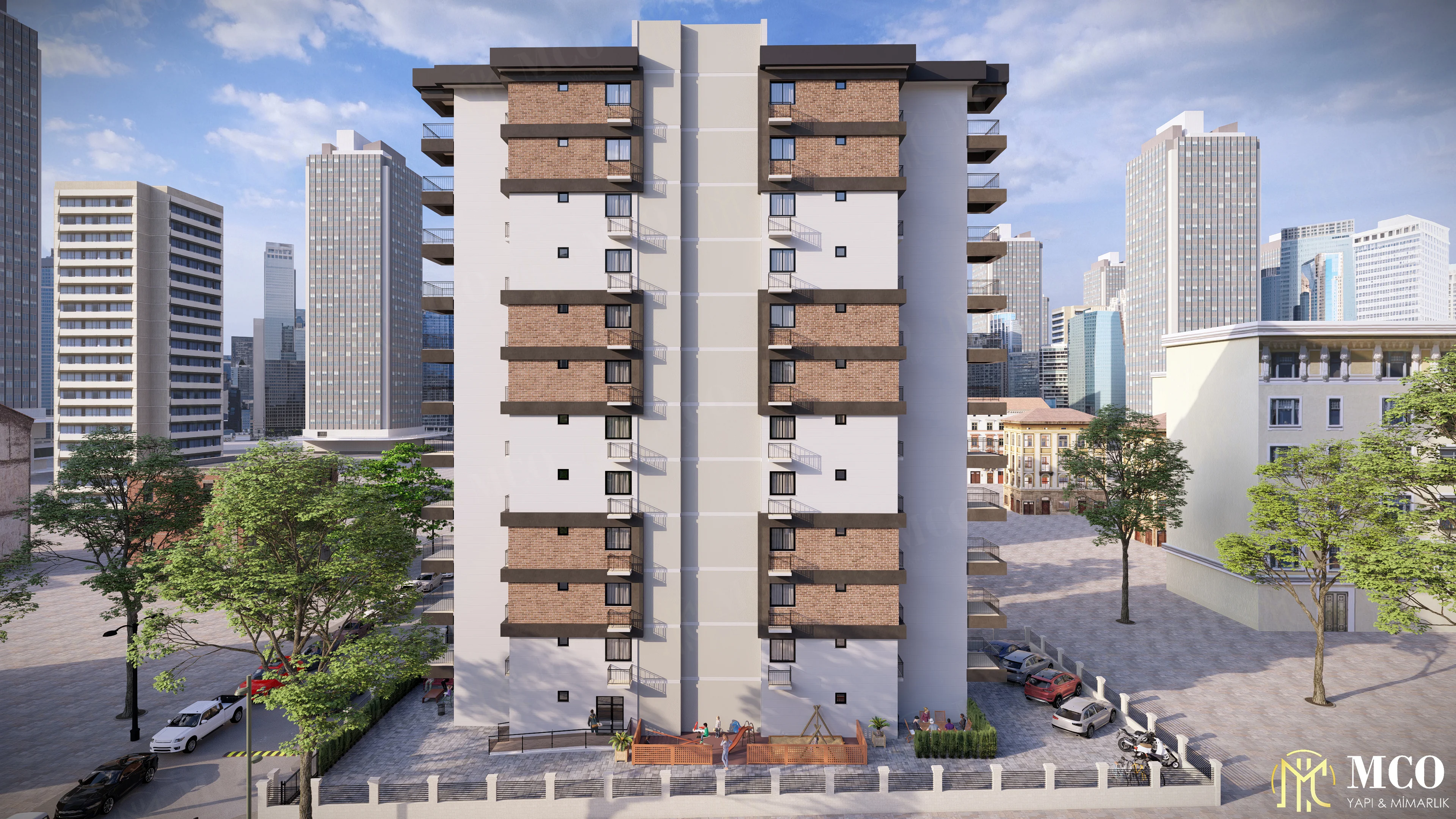 Karşıyaka Aksoy kentsel dönüşüm apartman projesi dış cephe mimari tasarımı