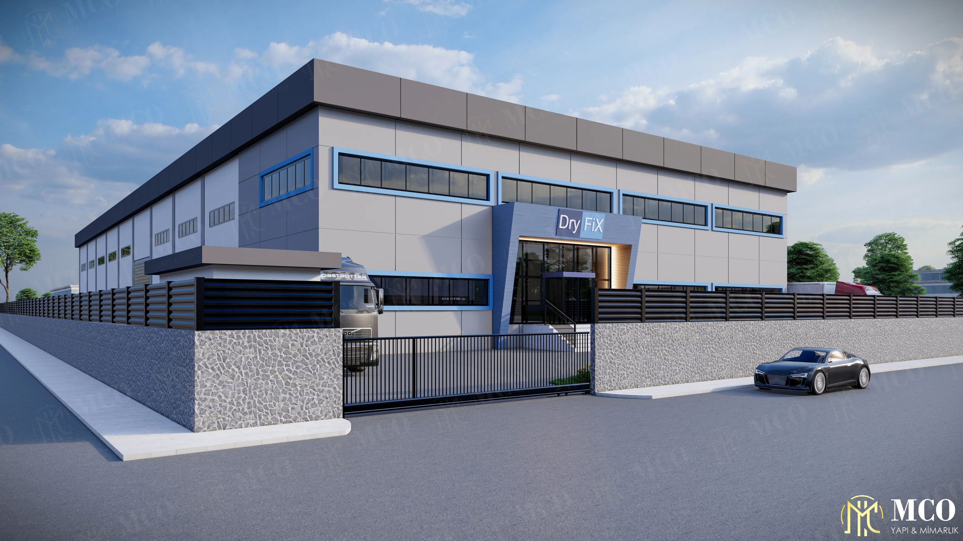 Kemalpaşa Organize Sanayi Bölgesi (KOSBİ) fabrika bina tasarımı ve endüstriyel yapı ruhsat projesi