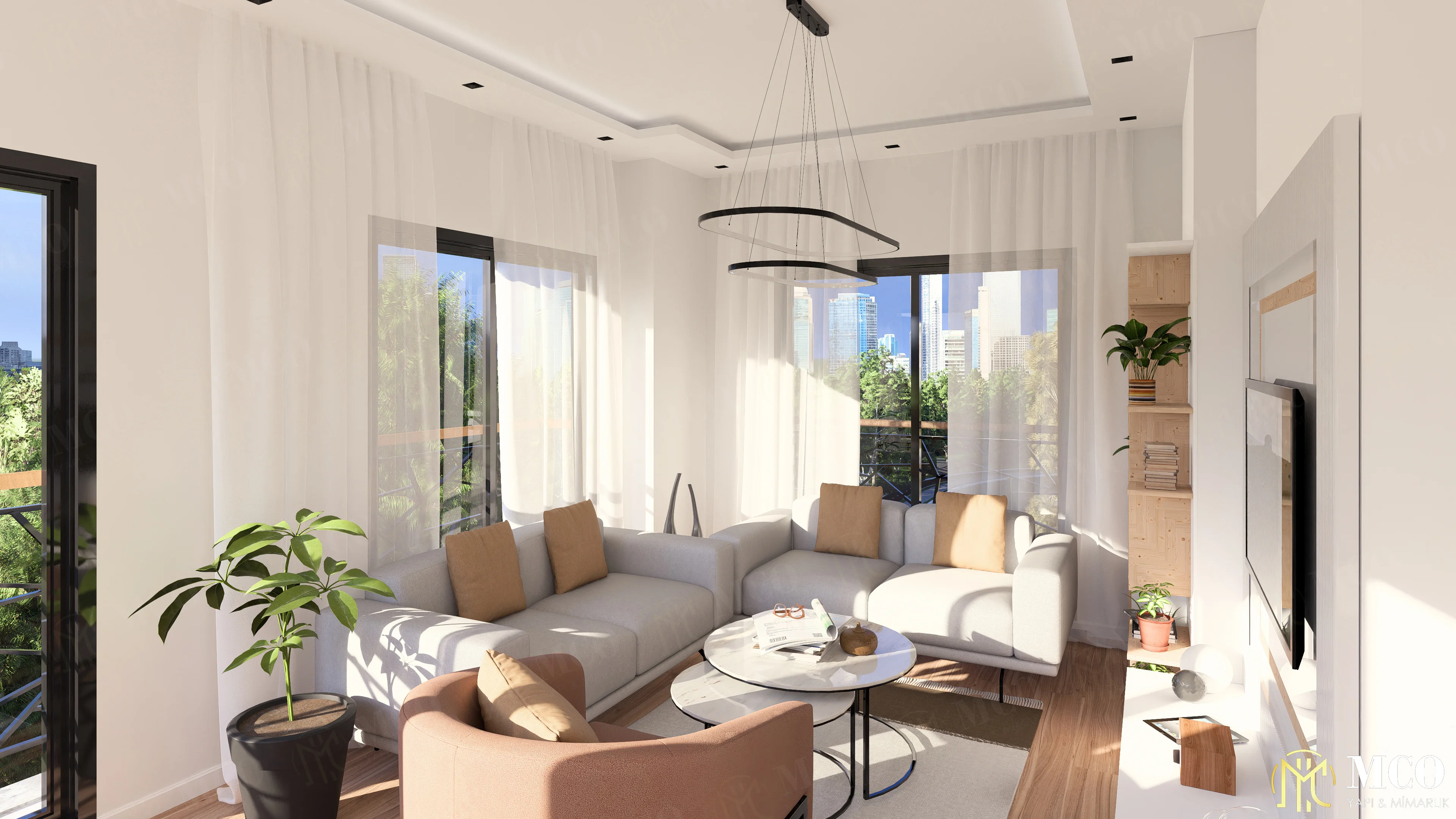 Seferihisar şantiye şefi denetiminde MCO Yapı tarafından yürütülen villa iç mimari uygulama ve modern oturma alanı dekorasyon projesi